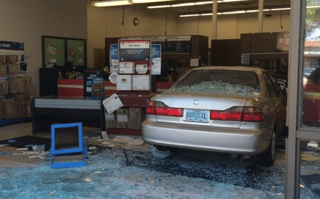 Post office damaged by car