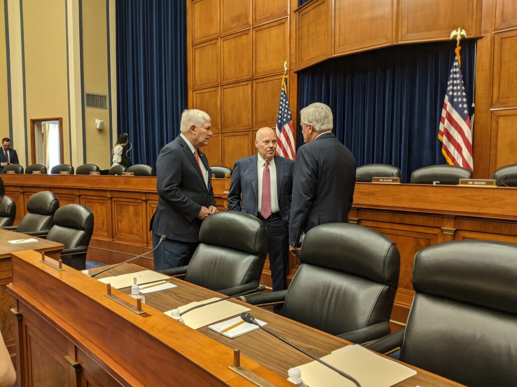PMG DeJoy with Rep. Sessions and Rep. Comer prior to testifying before the House Oversight Committee.